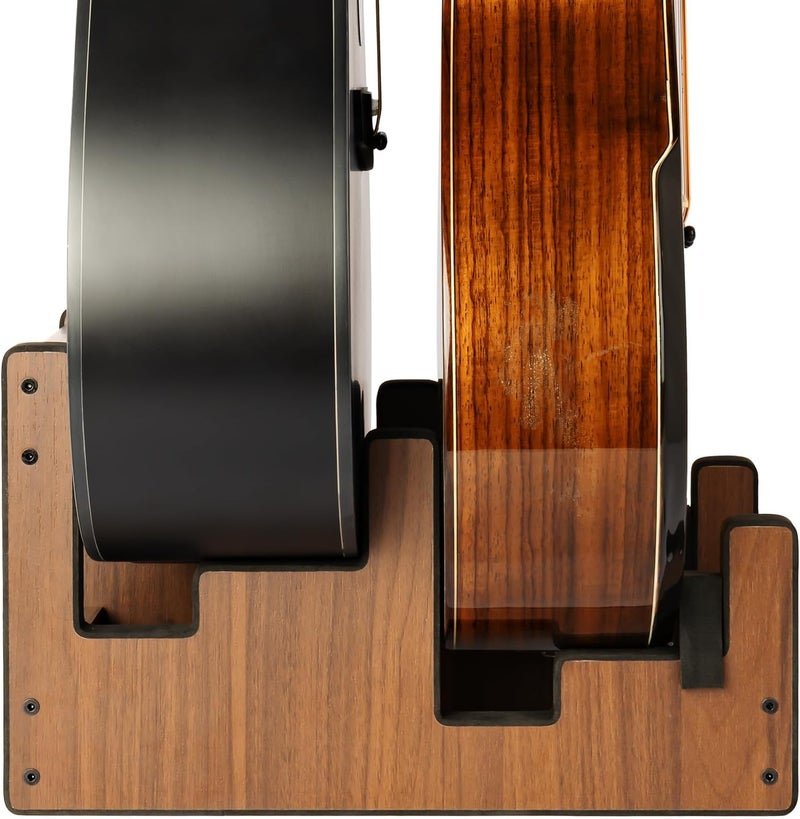 STRICH Wooden Guitar Stand for Multiple Guitars, 2-Holder, Front Display Space-Saving Floor Guitar Rack for Home, Studio, Stage, Walnut Color, L-2AW (For 2 Acoustic) - Image 5